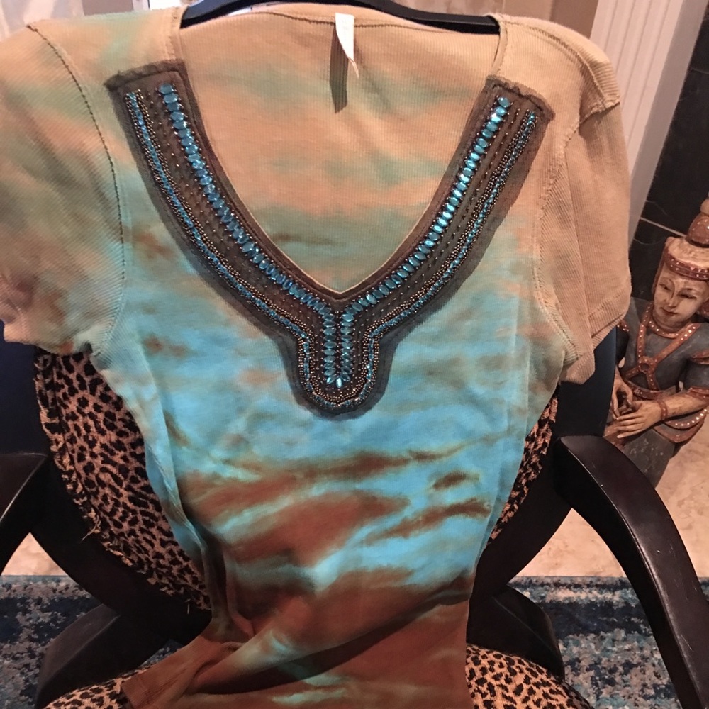 Embellished tie dyed T-shirt