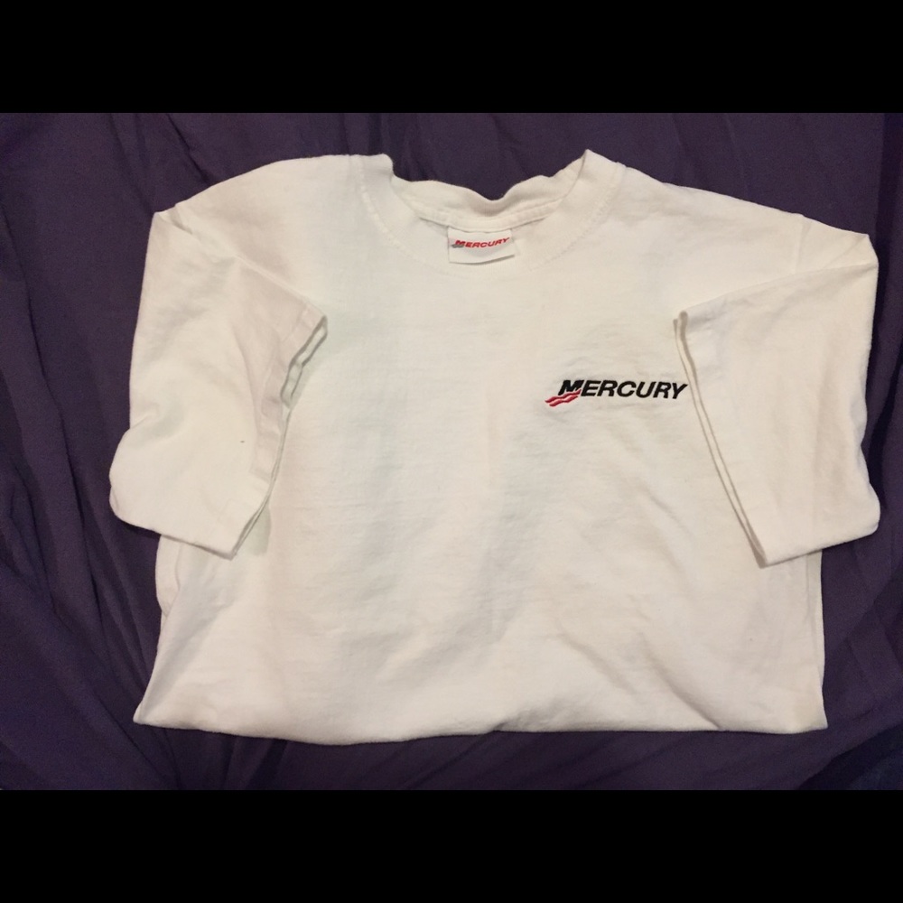Men’s Mercury boat motor shirt.
