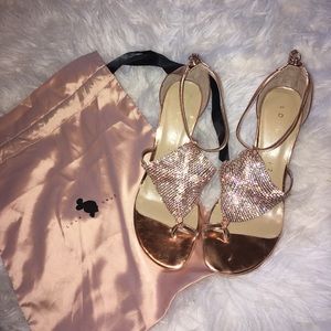 LoLa Cruz Mesh Rhinestones Rose gold Heels