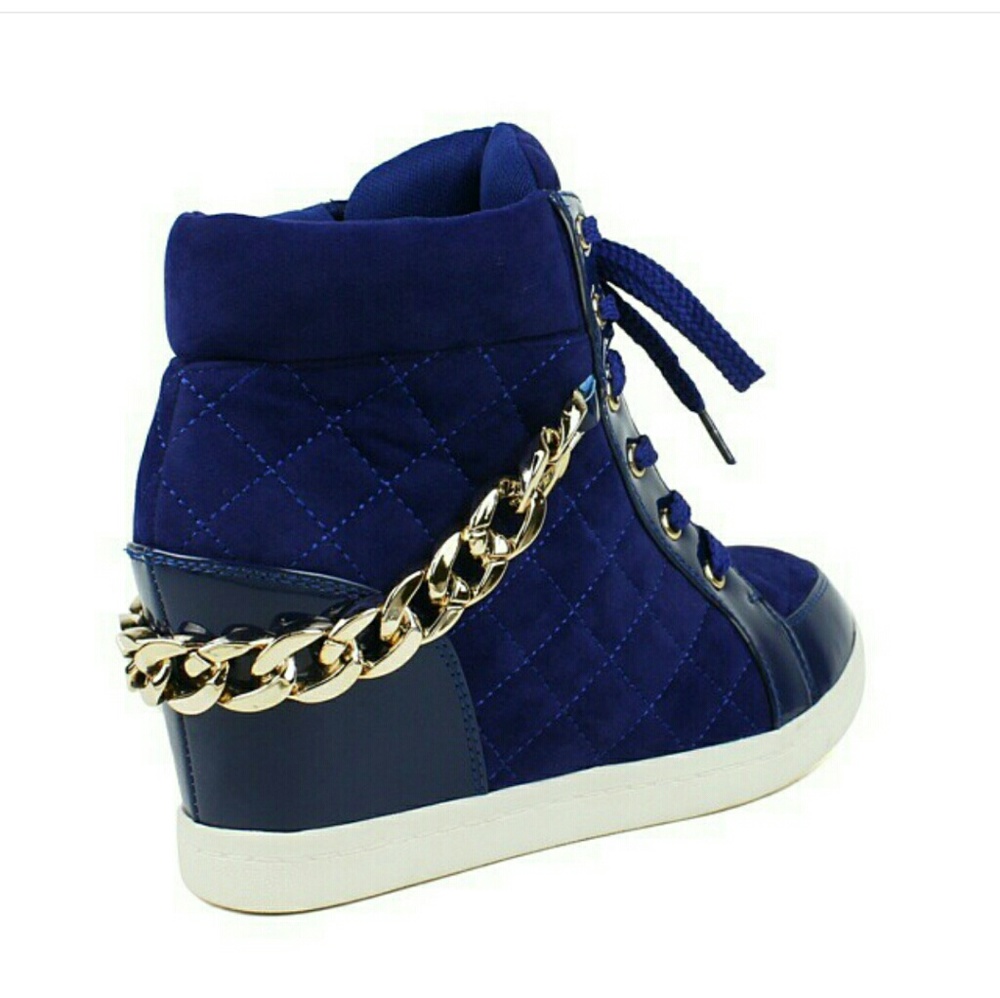 Blue Wedge Sneakers
