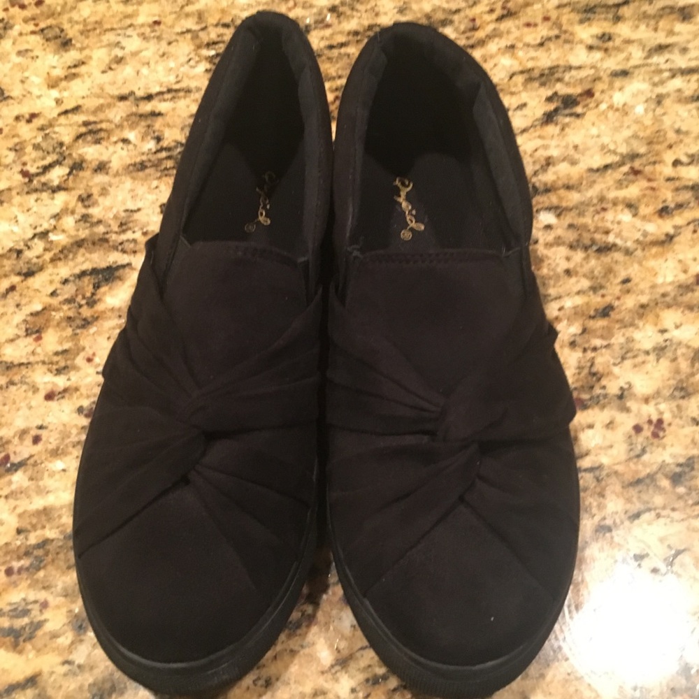 Black on Black Knot Top Slip-On Sneakers