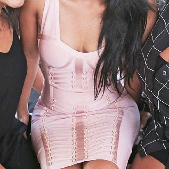 Nude Blush Bustier Bandage Dress - Picture 6 of 8