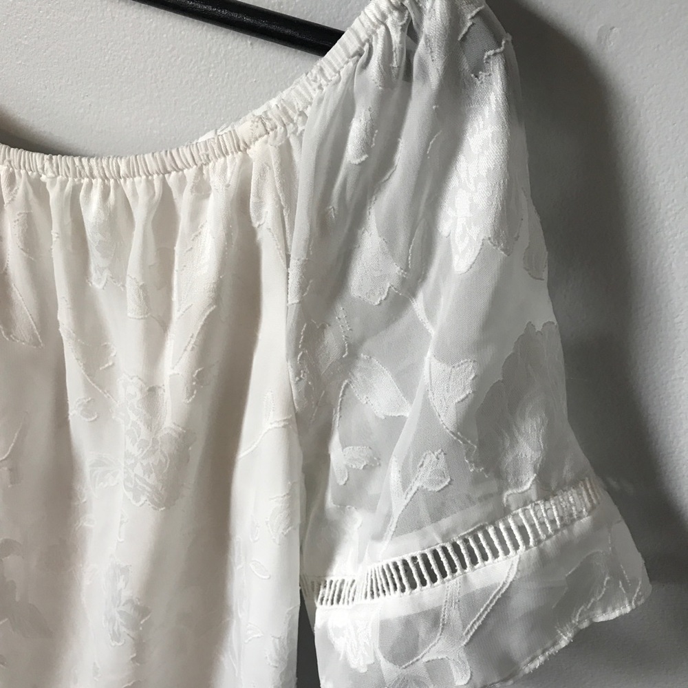 Unknown Off The Shoulder Semi Sheer Floral Top