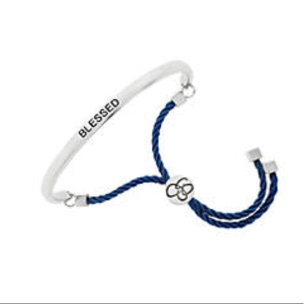 Jessica Simpson, Silver/blue "Blessed" bracelet