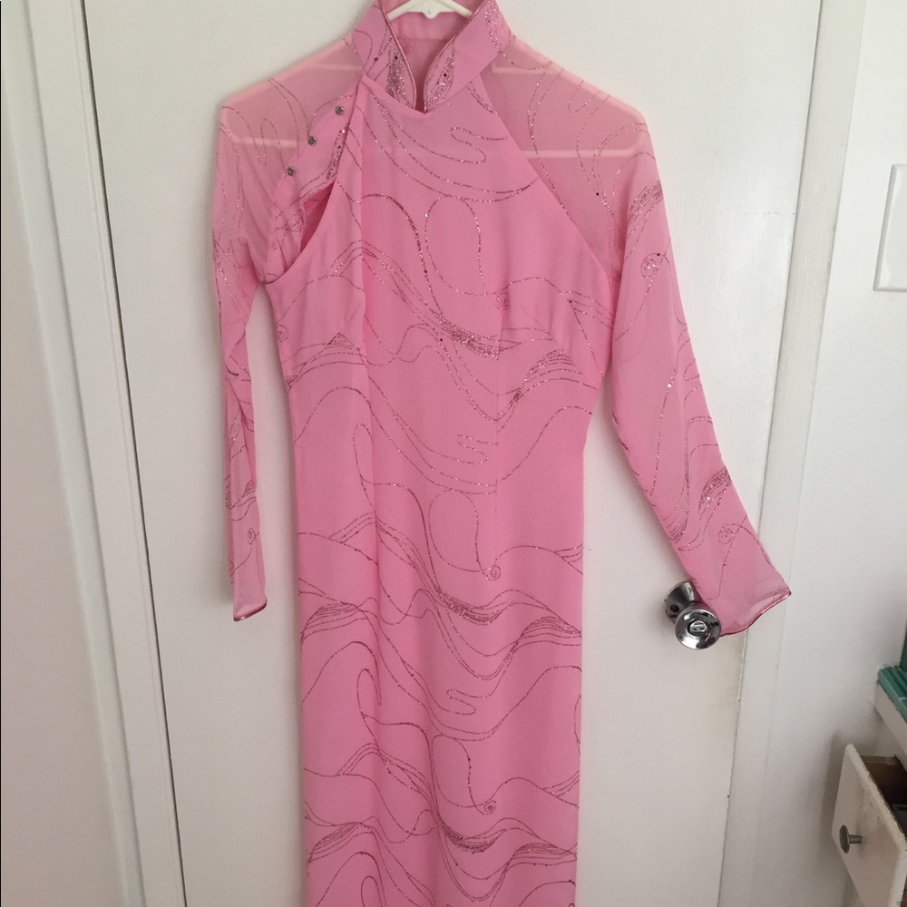 Traditional Vietnamese pink dress