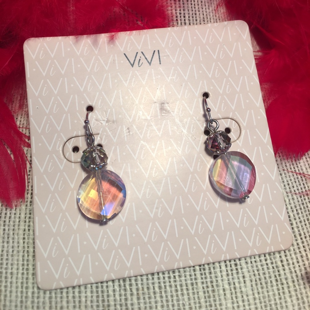 Iridescent Drop Crystal Earrings