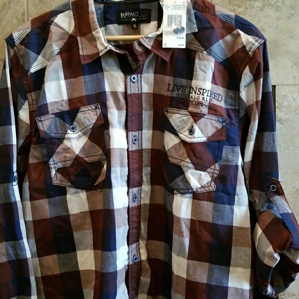 NWT Buffalo Blu men's button up shirt