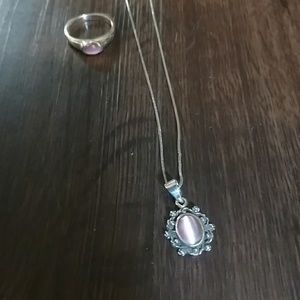 925 Sterling silver 20" necklace/ring