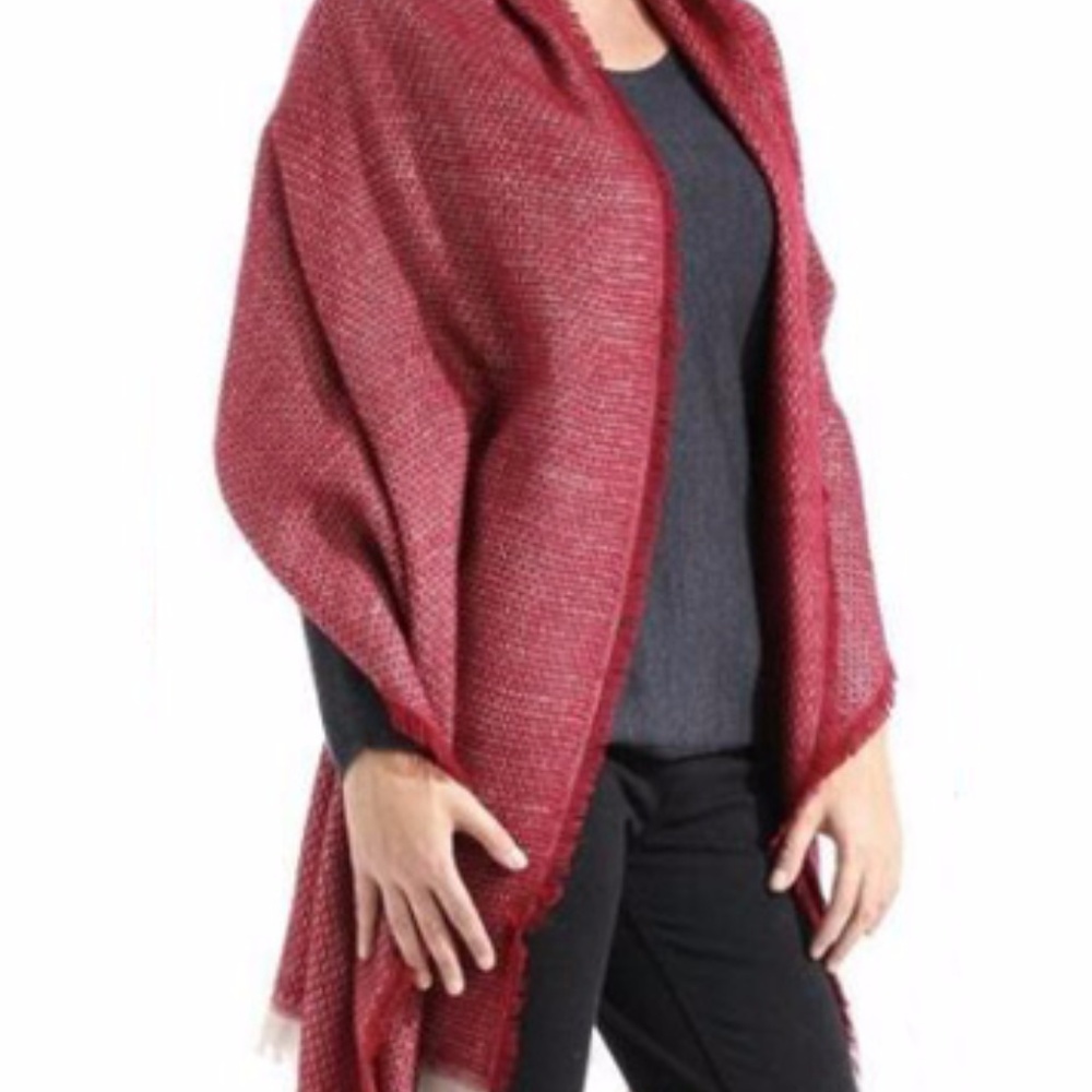 Marled Large burgundy oblong wrap blanket scarf