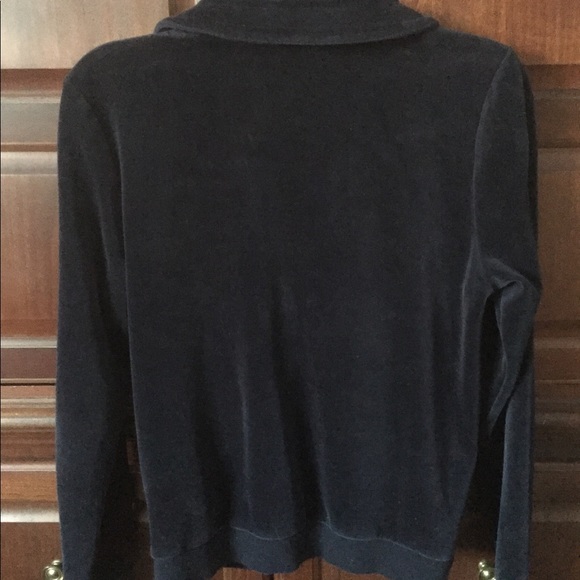 Saks Fifth Avenue Zippered Black Velour Top Size M - Picture 2 of 3