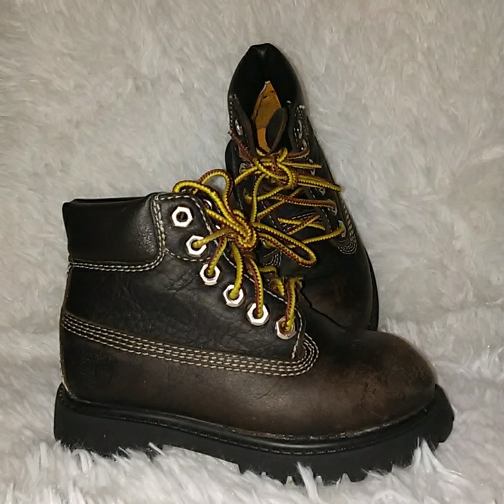 Dark Brown Leather Timerland Boots for Boys