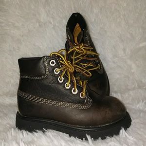 Dark Brown Leather Timerland Boots for Boys