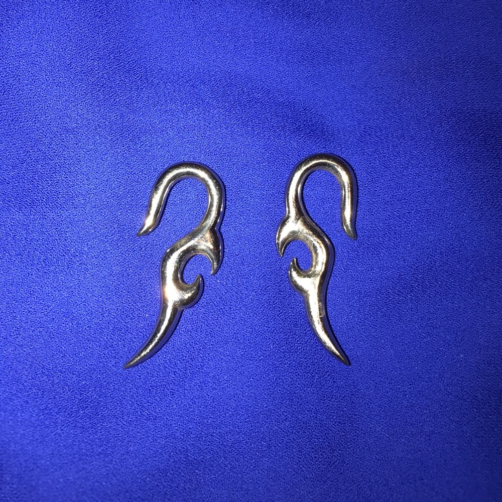 Tribal silver gauge earrings