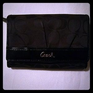 Black Coach Trifold Wallet