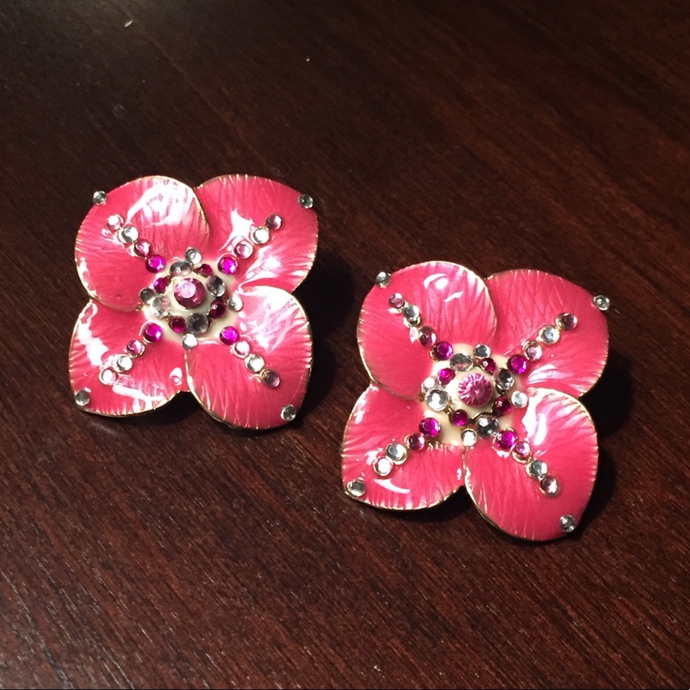 Pink Flower Earrings