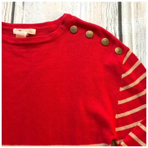Tulle brand red and tan striped sweater - Picture 2 of 2