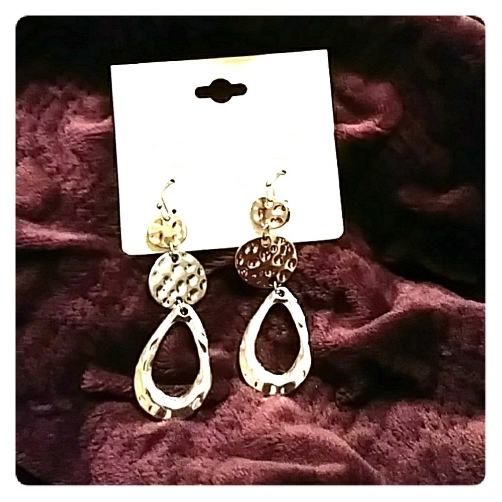 Hammered Metal Drop Earrings