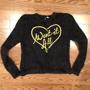 Fuzzy soft black "Want it all" sweater