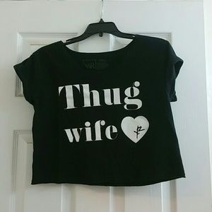 Y &R "Thug wife" black crop top