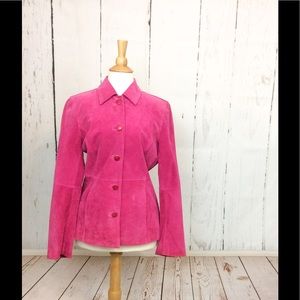 Liz Claiborne Pink Suede Leather Blazer Jacket