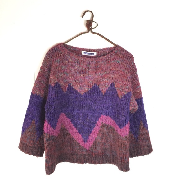 Vintage Sweaters - Vintage Mariea Kim Chunky Knit Zig Zag Sweater