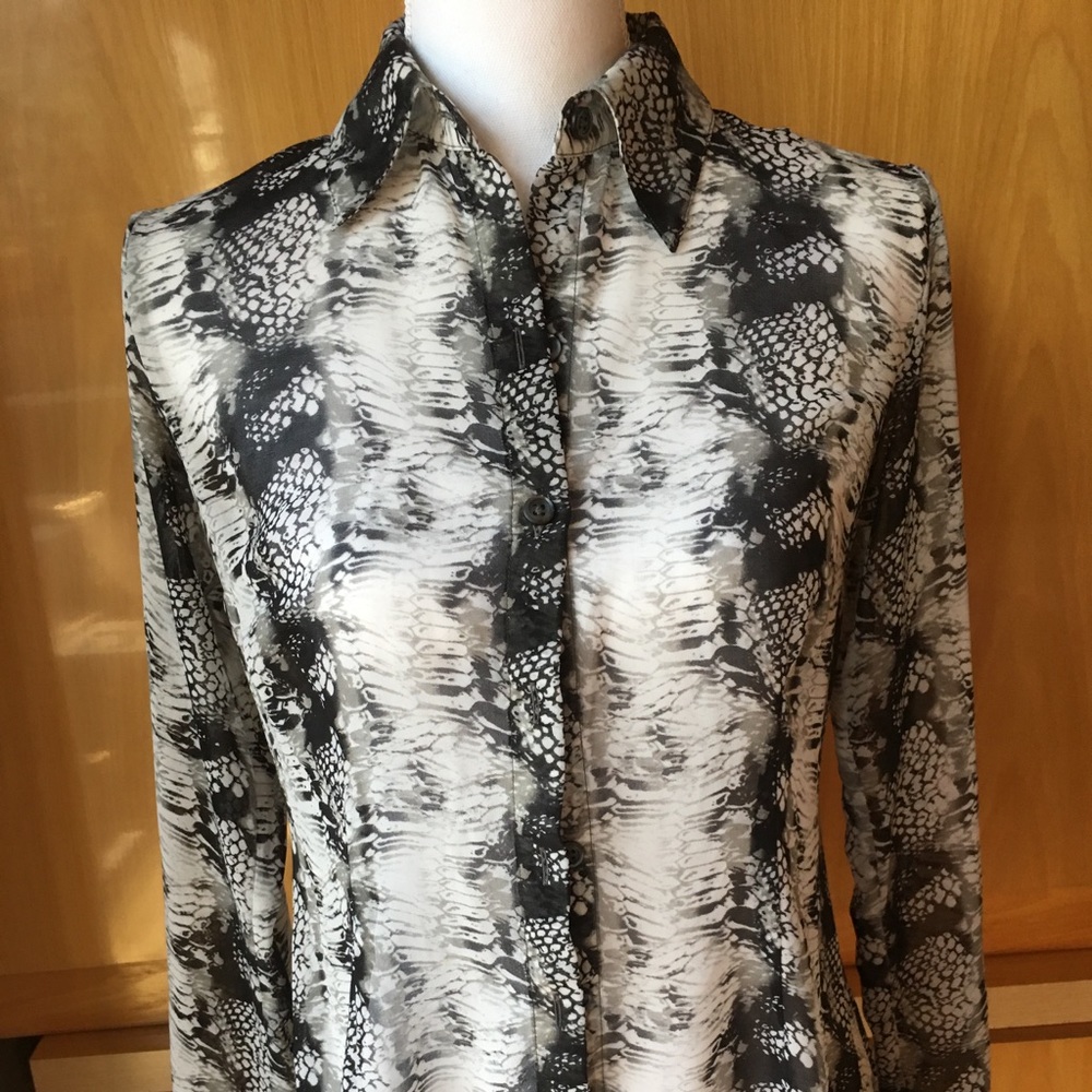 Cabi Snake Skin Blouse Size XS semi Sheer