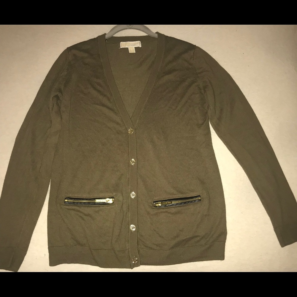 Michael Kors Green Black & Gold Cardigan