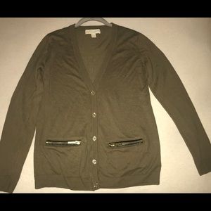 Michael Kors Green Black & Gold Cardigan