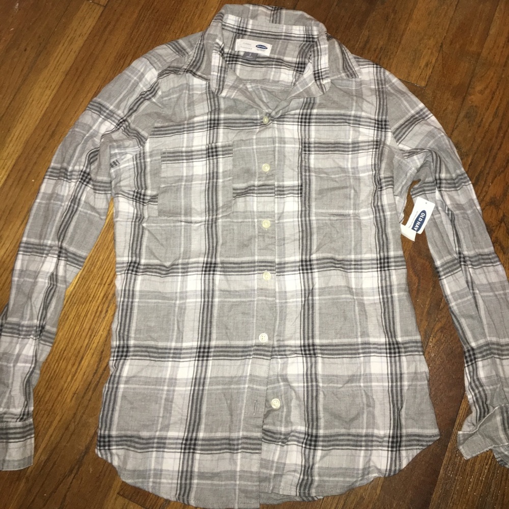 Gray and White Old Navy Flannel