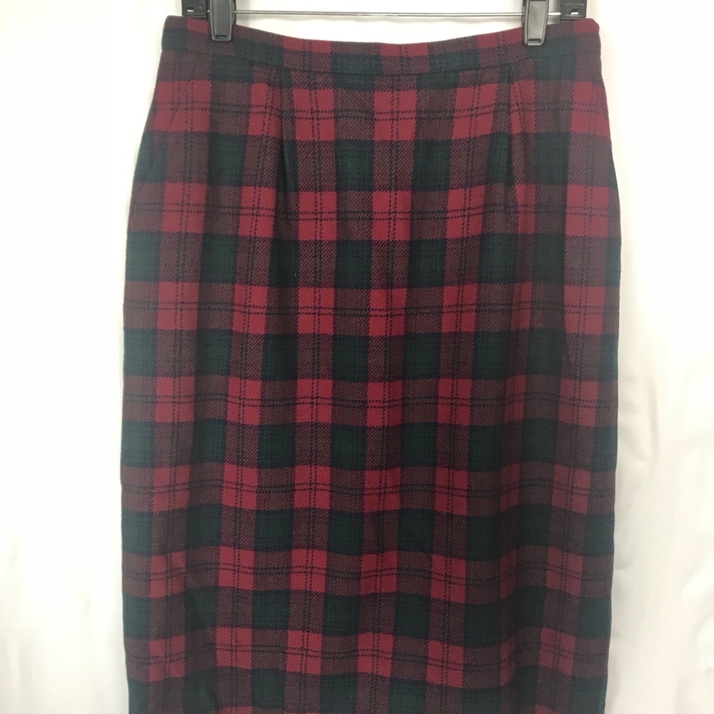 Vintage PENDLETON Long Red Plaid Skirt Size 12