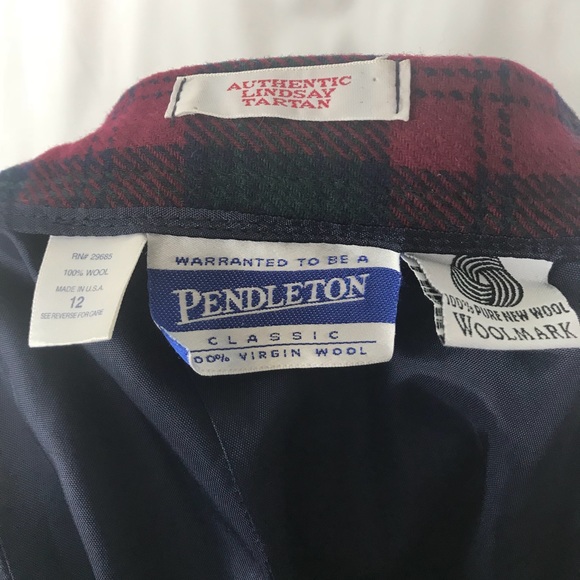 Vintage PENDLETON Long Red Plaid Skirt Size 12 - Picture 7 of 7