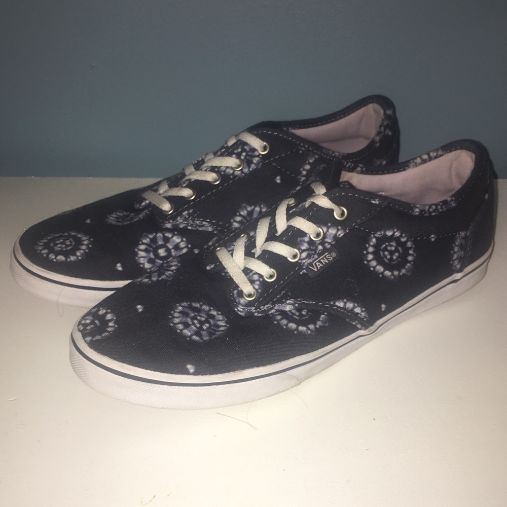Blue & White Patterned Vans