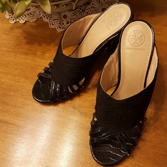 Tory Burch Shoes - Tory Burch "Brida" suede & leather mules