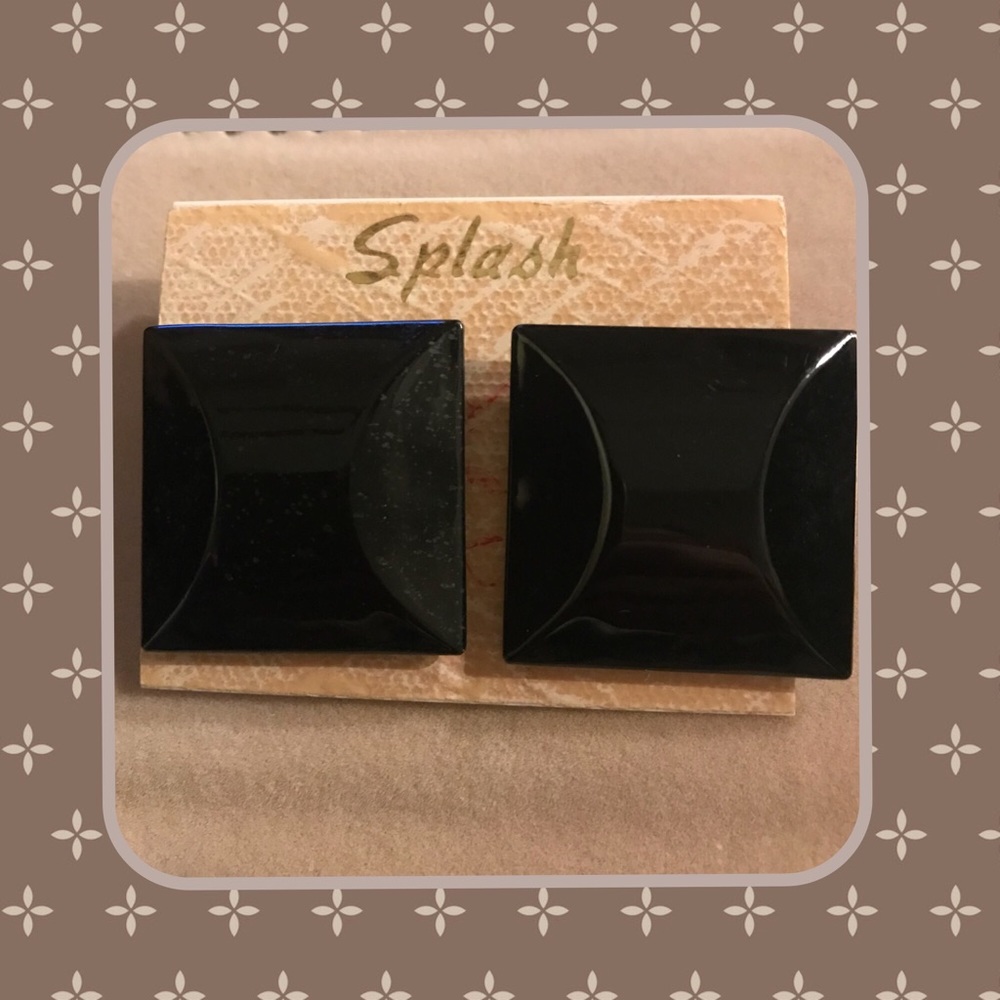 💐Vintage 💐Splash enamel square beveled earrings
