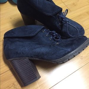 Navy suade booties