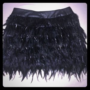 Black feather mini skirt