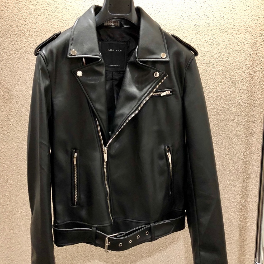 ZARA MAN FAUX LEATHER BIKER JACKET: Med 0706/346