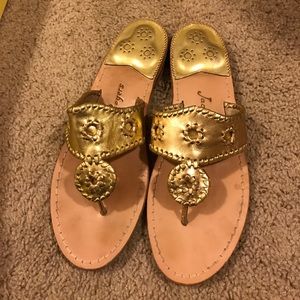 Jack Rogers Hamptons Flat - Gold Size 10
