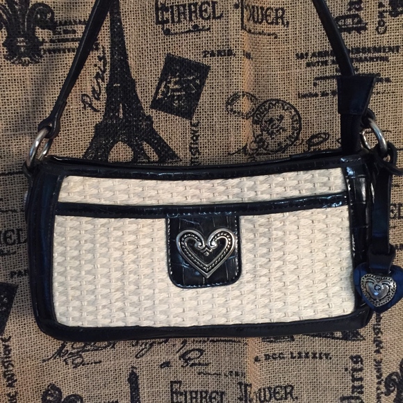 4/$20 Small Straw Shoulder Bag Purse Silver Heart - Picture 3 of 8