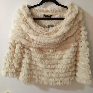 NWT White rabbit fur BCBG sweater