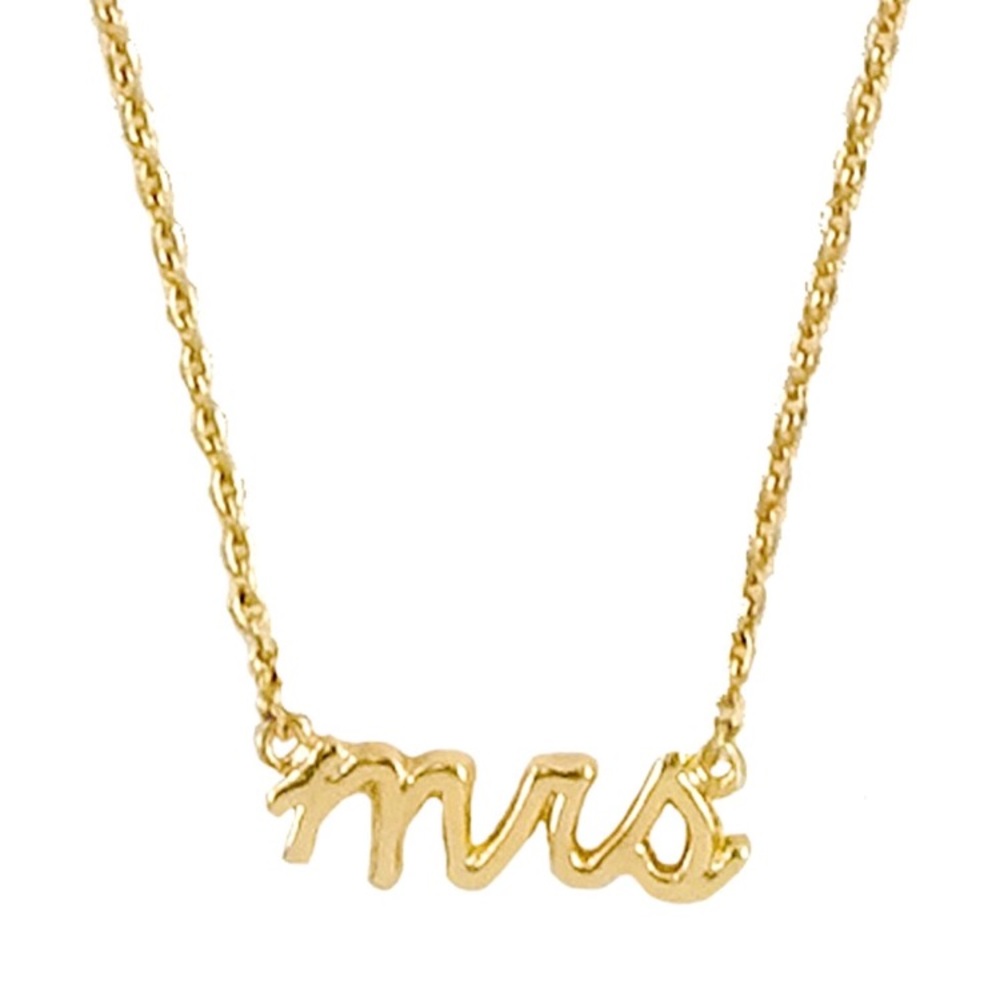 mrs Necklace Pendant Dainty Script Bride Gift - Picture 3 of 7