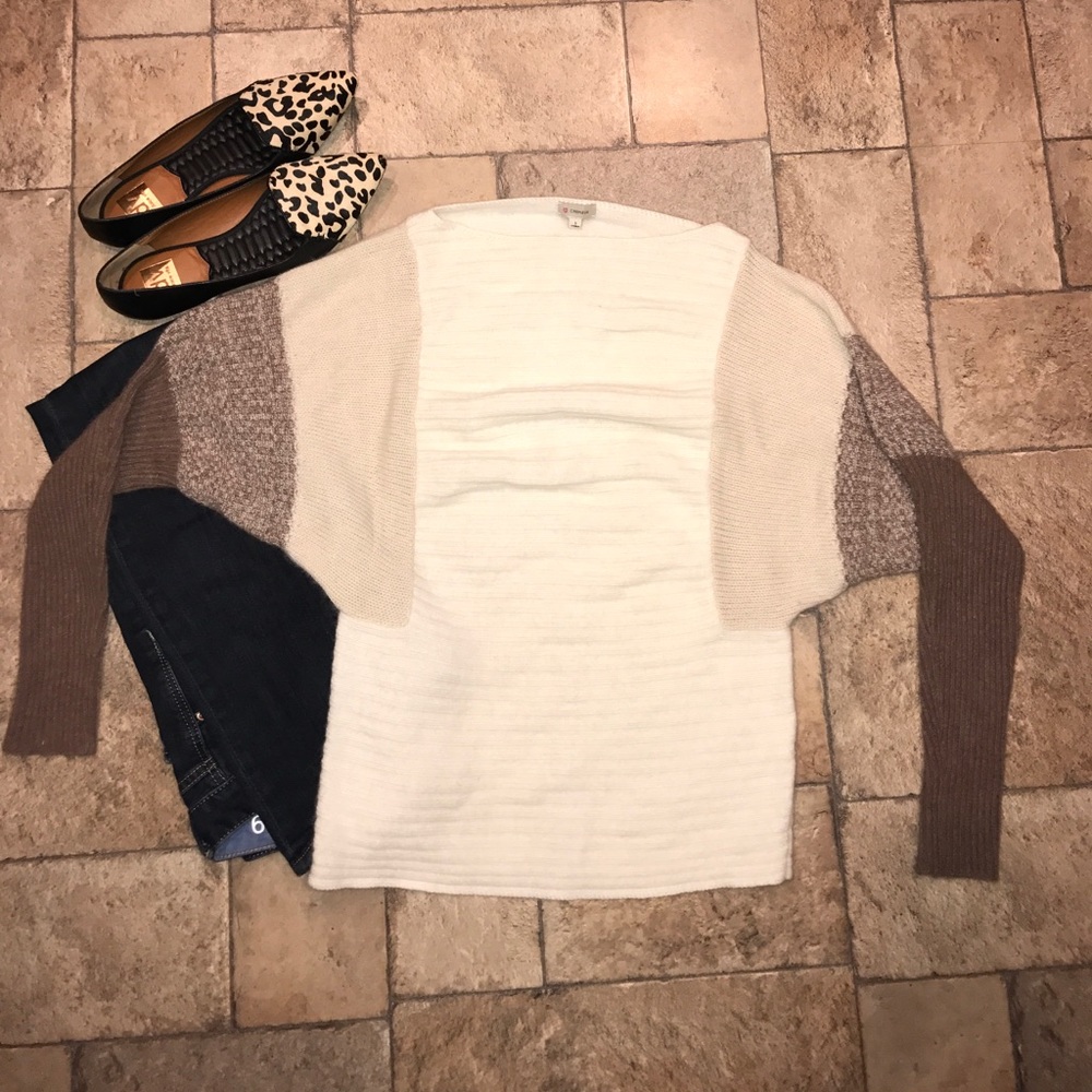 BNWOT Soft cream and brown sweater Sz S