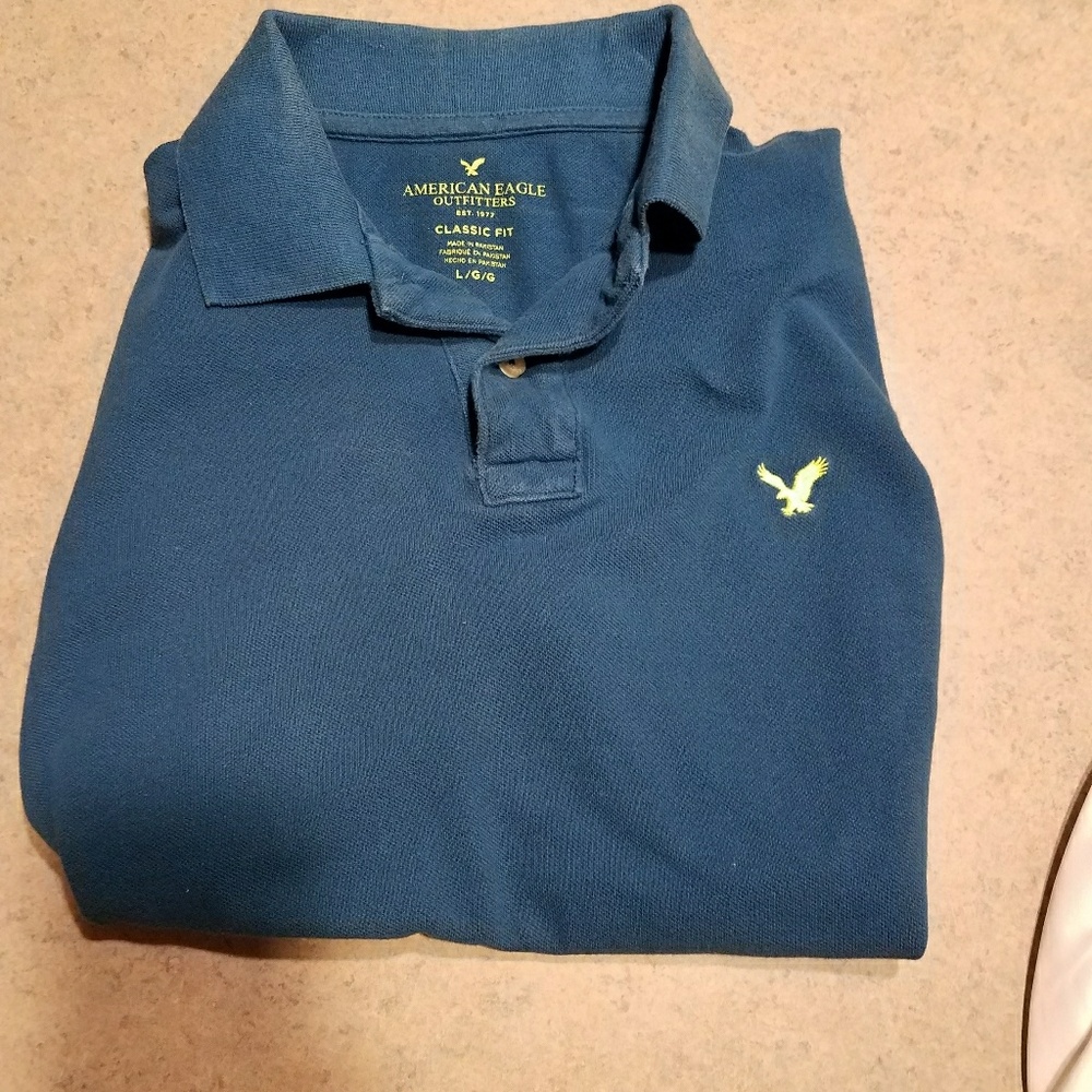 American Eagle polo shirt size L Blue