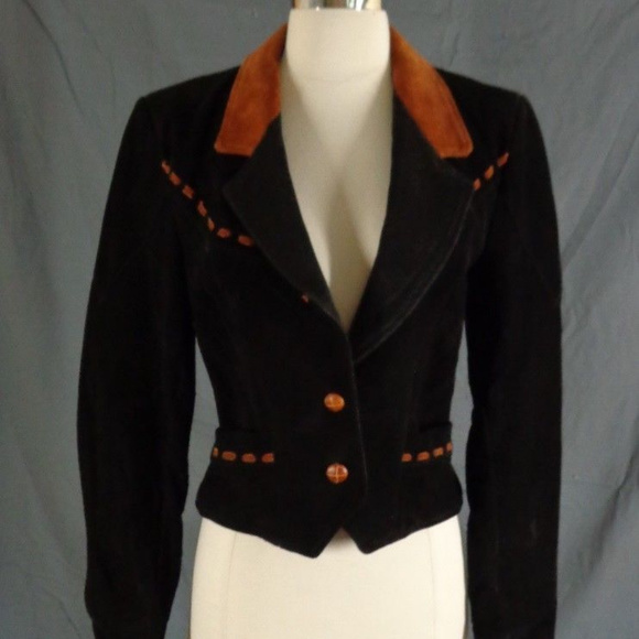 Vintage Pioneer Wear Black Suede Western Jacket - Picture 1 of 7