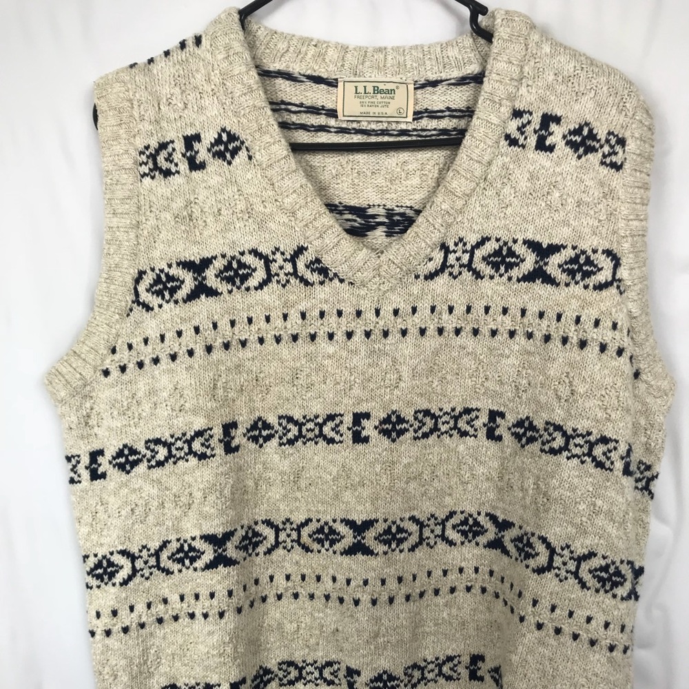 Vintage LL Bean Fine Cotton Sweater Men Sz Large