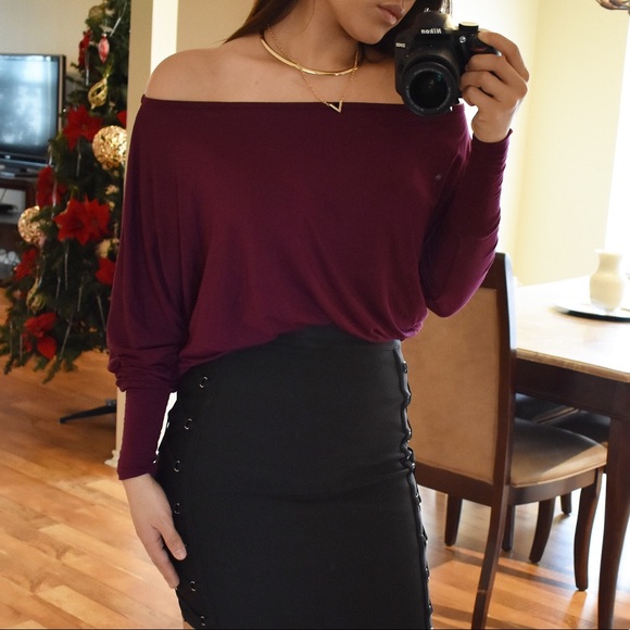 LAST 1️⃣ Dolman Sleeve Burgundy Top - Picture 2 of 6
