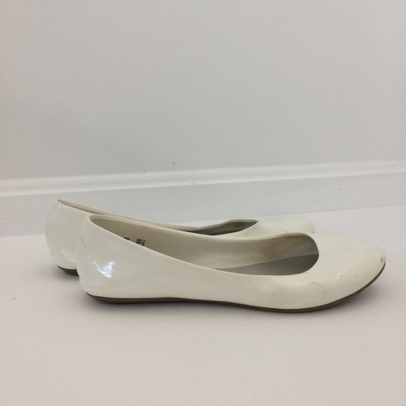 Lower East Side Shoes - White Glossy Flats, Size 12