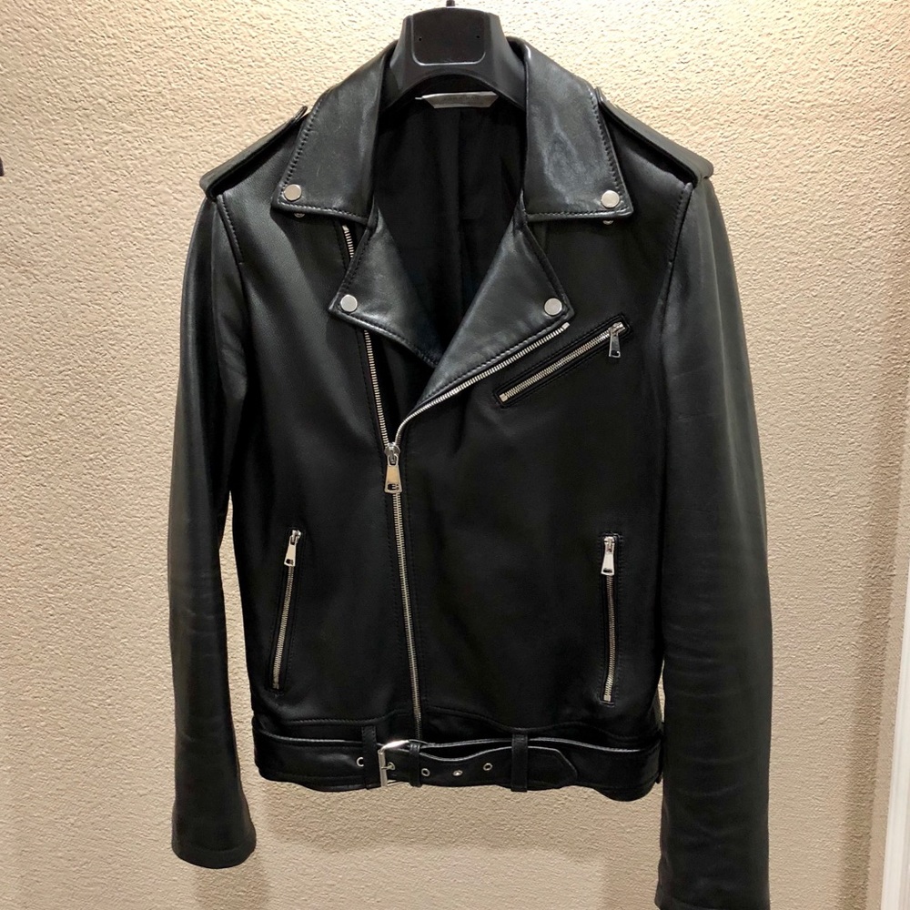 ZARA MAN GENUINE LAMBSKIN LEATHER BIKER JACKET