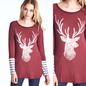 I7 Boutique Winter Reindeer Long Sleeve Top