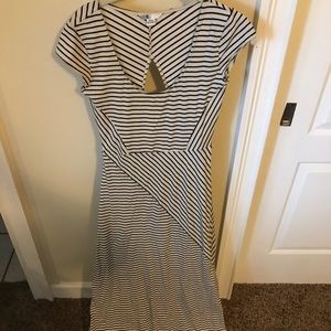 Roxy black and cream stripe maxi dress size small